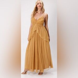 Nasty Gal Tulle Strappy Maxi Dress In Sand Size 8 Formal Prom Holiday